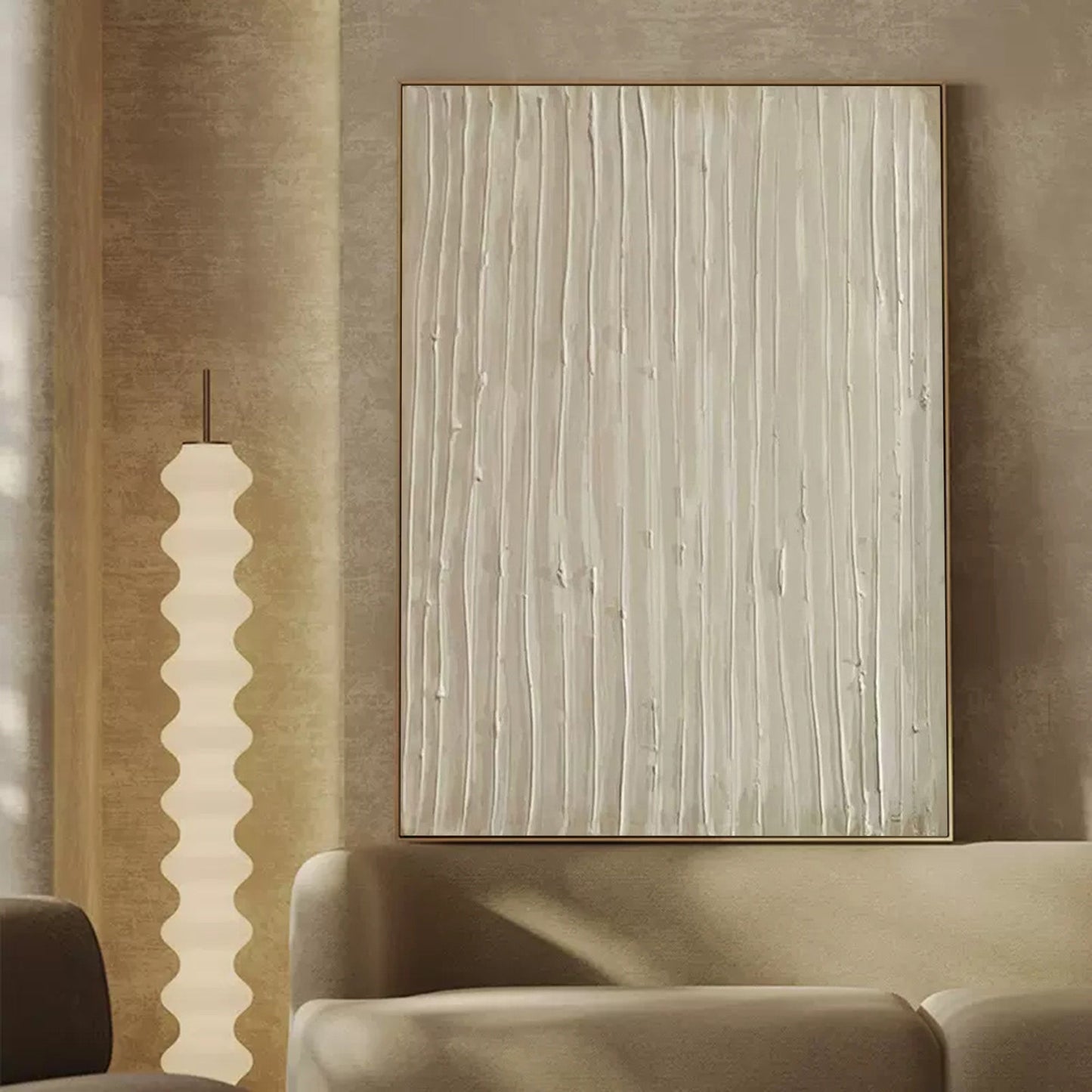 Elegant Minimalist Textured Line Art Oil Painting for Modern Home Décor