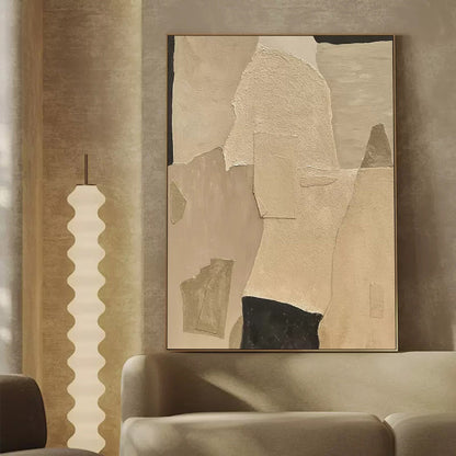 Elegant Minimalist Abstract Oil Painting in Neutral Tones for Modern Home Decor