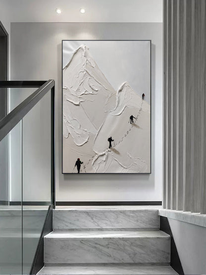 Abstract Mountain Climb Oil Painting with Textured Plaster Finish
