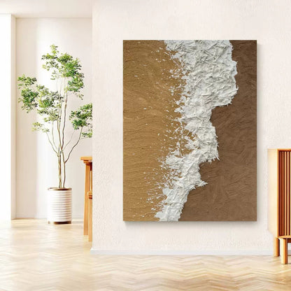 Wabi-Sabi Inspired Abstract Oil Painting for Cozy Home Decor