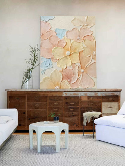 Soft Pastel Flower Oil Painting for Elegant Home Decor