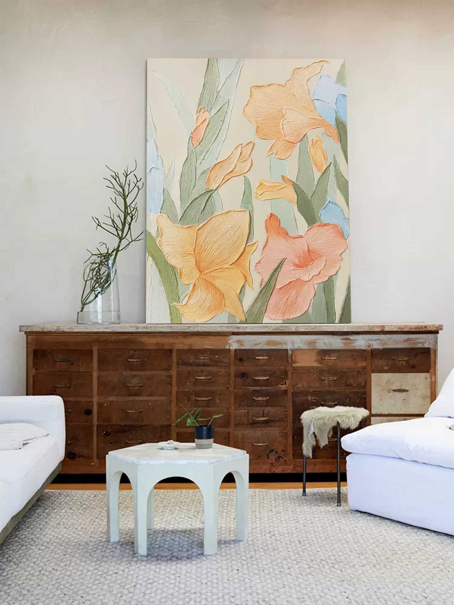 Vibrant Floral Oil Painting for Home Decor – Elegant Flower Wall Art