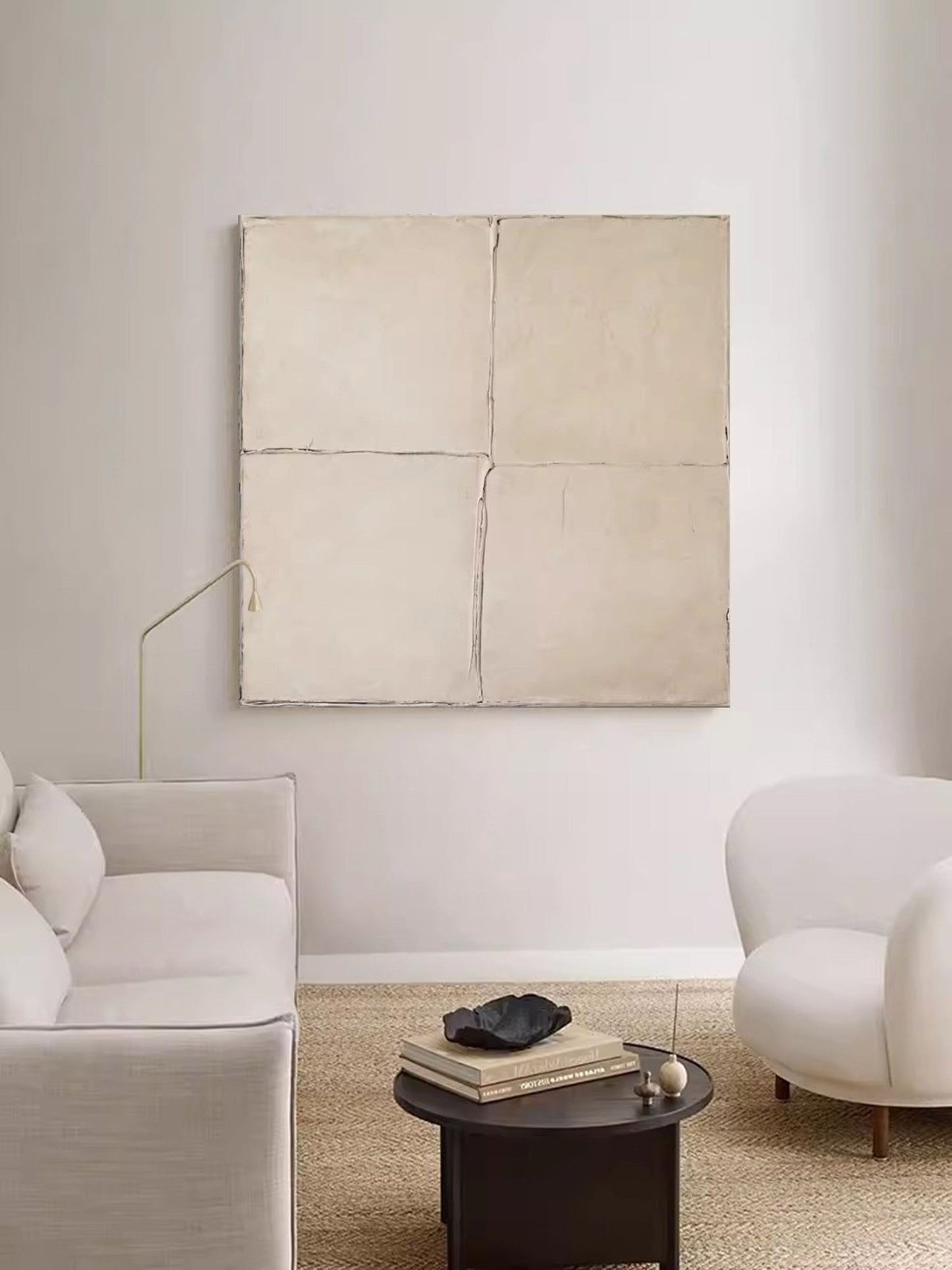 Serene Minimalist Geometric Oil Painting for Modern Home Decor