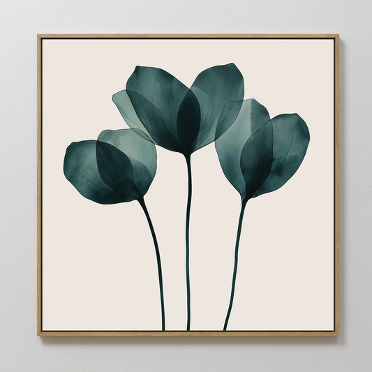 Elegant Leafy Green Floral Oil Painting for Modern Home Decor