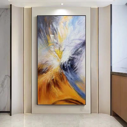 Vibrant Abstract Oasis Oil Painting for Modern Home Decor