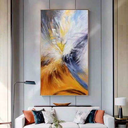 Vibrant Abstract Oasis Oil Painting for Modern Home Decor