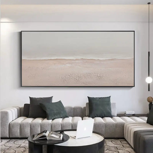 Minimalist Ocean Sky Canvas Art - Textured Beach Wall Decor for Relaxing Interiors