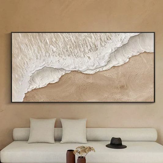 Textured Ocean Waves Oil Painting - Abstract Seascape Canvas Wall Art for Home Decor