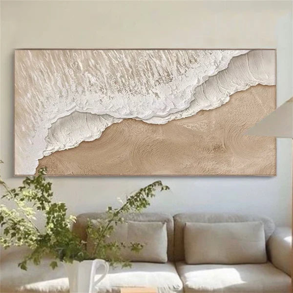 Textured Ocean Waves Oil Painting - Abstract Seascape Canvas Wall Art for Home Decor