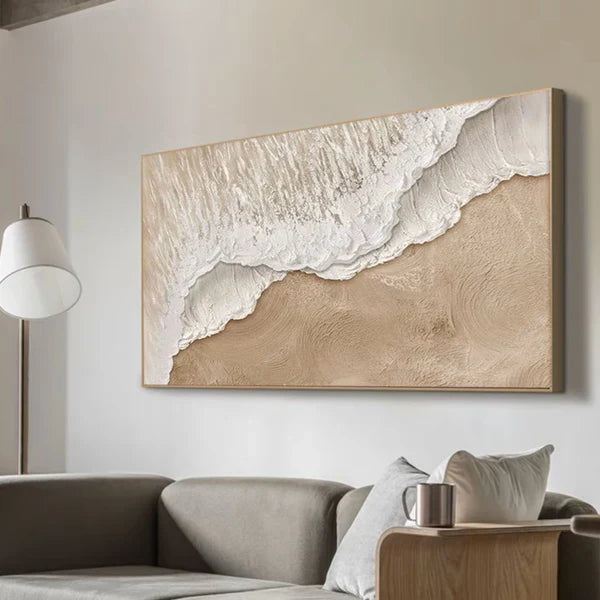Textured Ocean Waves Oil Painting - Abstract Seascape Canvas Wall Art for Home Decor