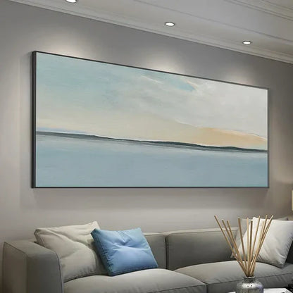 Tranquil Ocean and Sky Landscape Oil Painting for Serene Home Decor