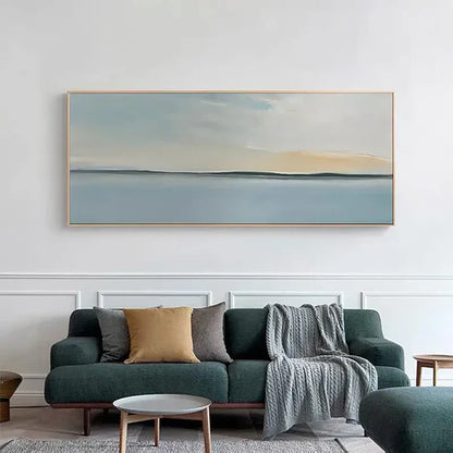 Tranquil Ocean and Sky Landscape Oil Painting for Serene Home Decor