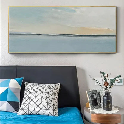 Tranquil Ocean and Sky Landscape Oil Painting for Serene Home Decor