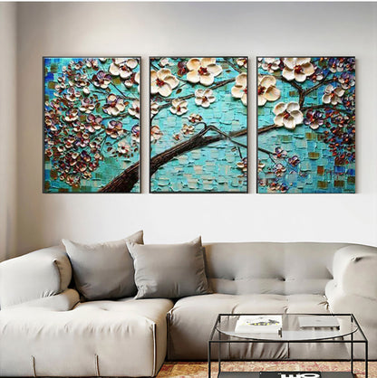 Serene Ocean Blossom Art - Vibrant Floral Oil Painting for Home Décor