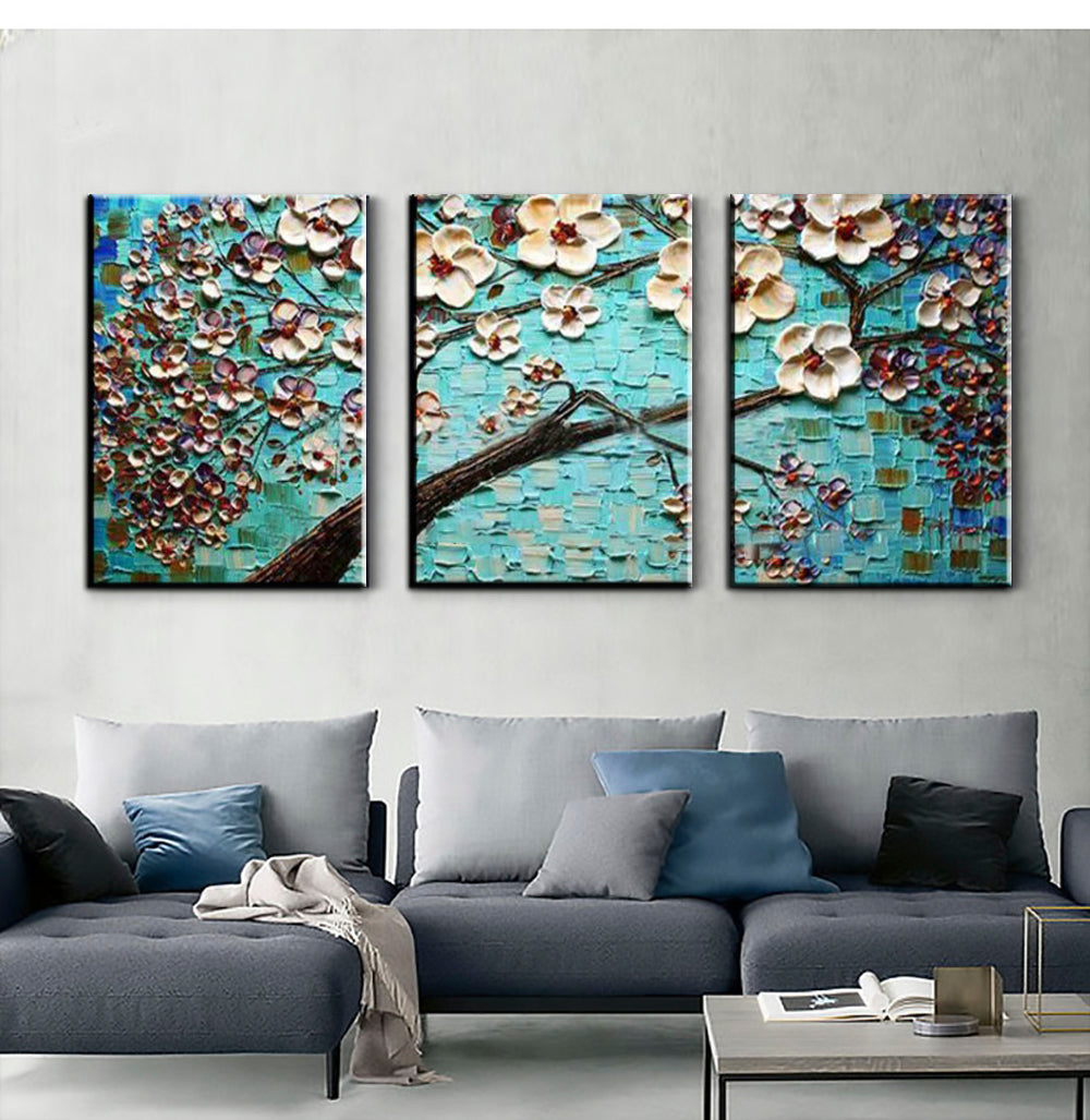 Serene Ocean Blossom Art - Vibrant Floral Oil Painting for Home Décor