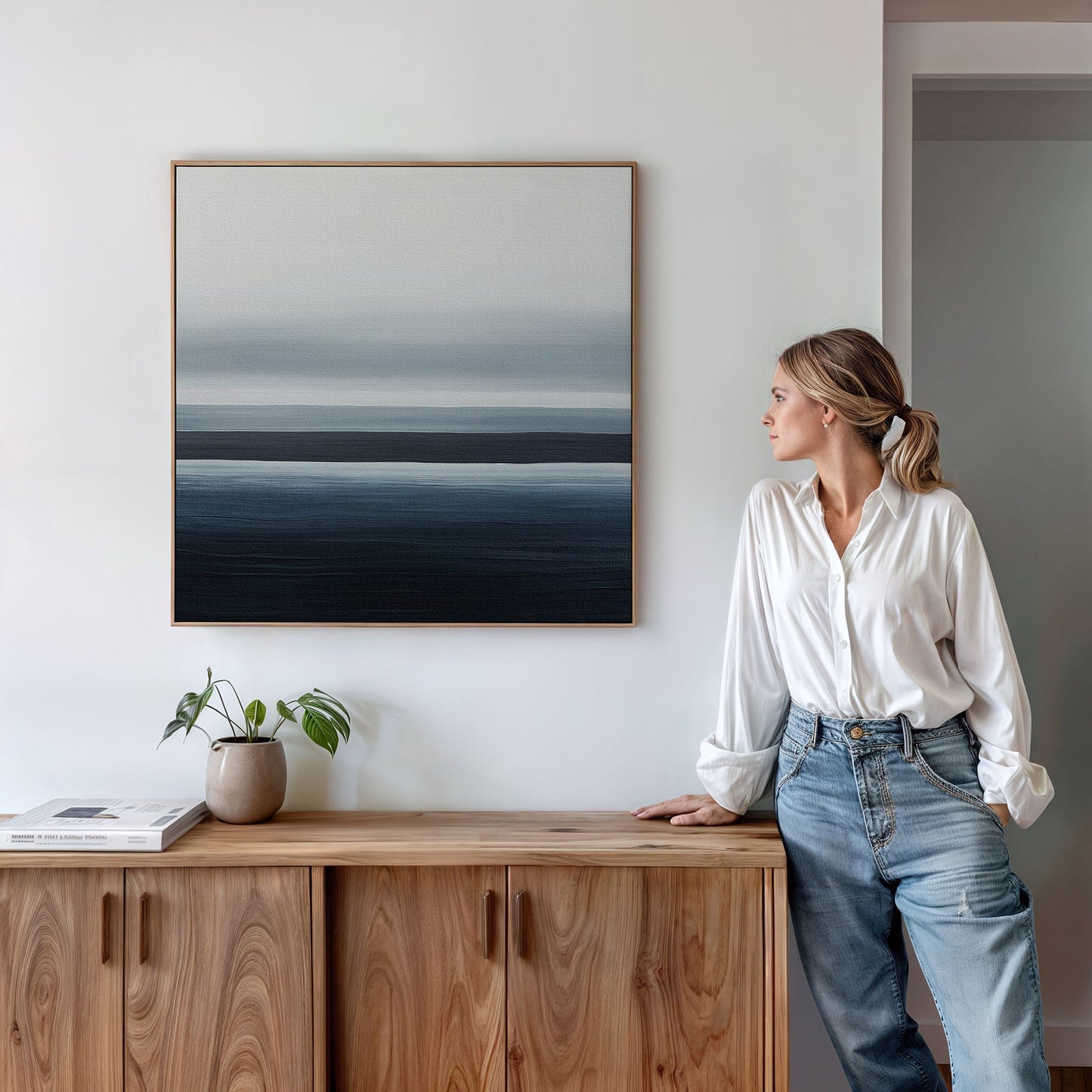 Sublime Oceanic Abstract Oil Painting for Contemporary Home Decor