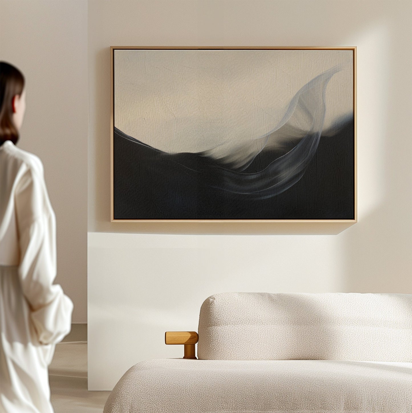 Serene Oceanic Abstract Oil Painting for Modern Home Decor