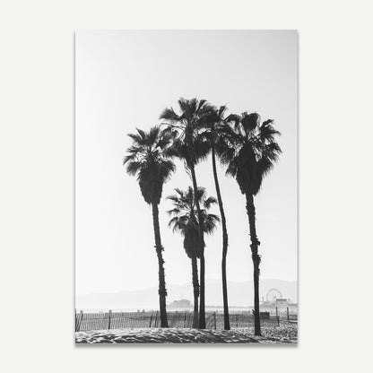 Black and White Palm Trees Ocean View Art Print