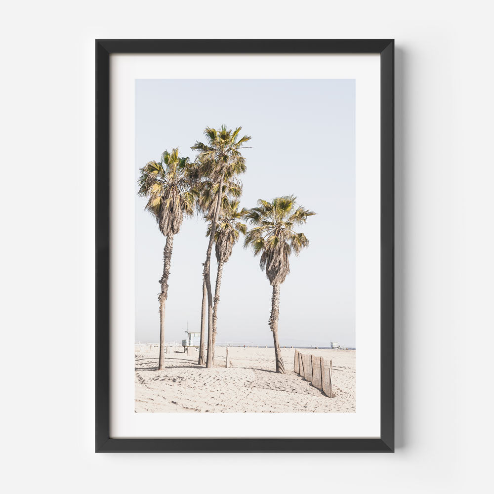 Tropical Serenity: Palm Trees Against a Soft Ocean Horizon Oil Painting