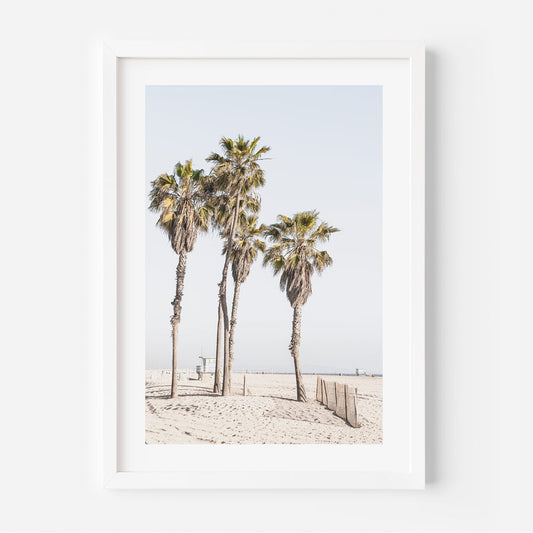 Tropical Serenity: Palm Trees Against a Soft Ocean Horizon Oil Painting