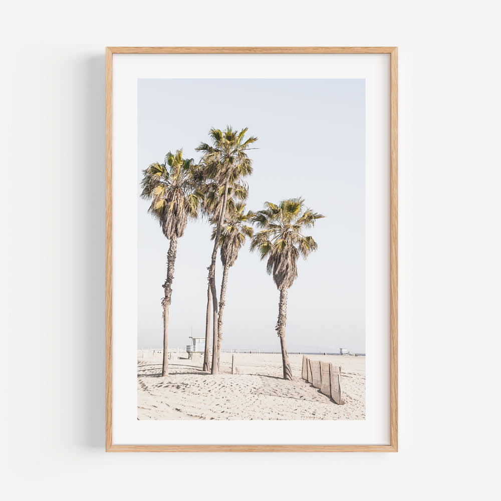 Tropical Serenity: Palm Trees Against a Soft Ocean Horizon Oil Painting