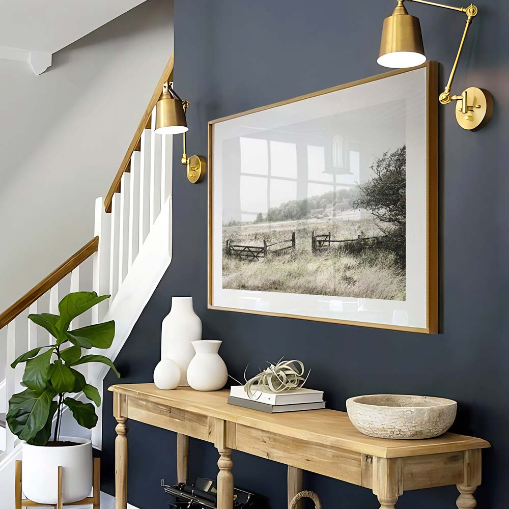 Serene Landscape with Open Gate and Lush Green Meadows in Soft Pastel Tones