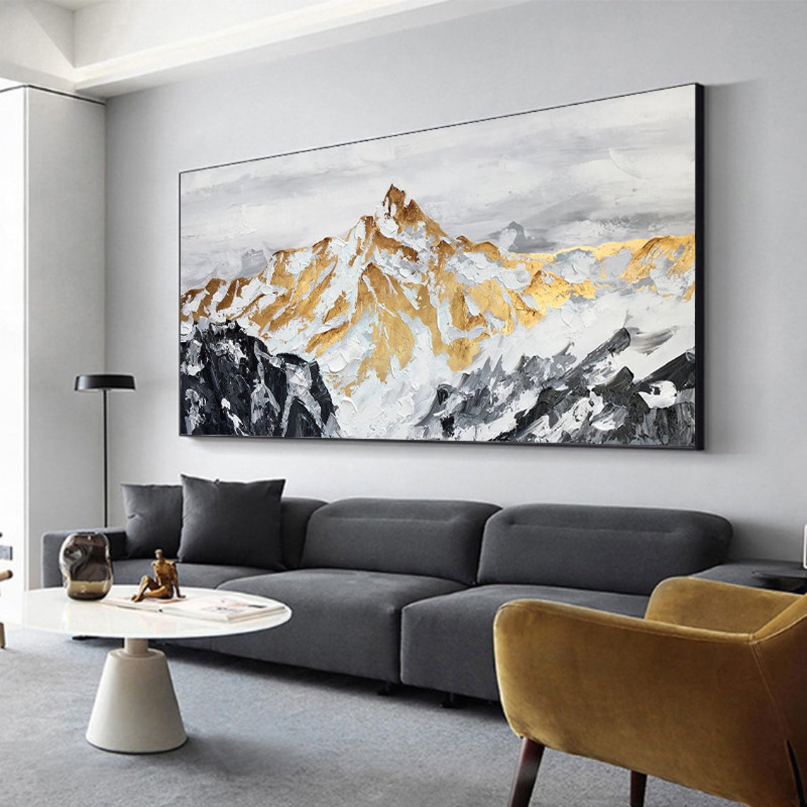 Majestic Mount Manaslu Oil Painting - Stunning Mountain Landscape Art for Home Decor