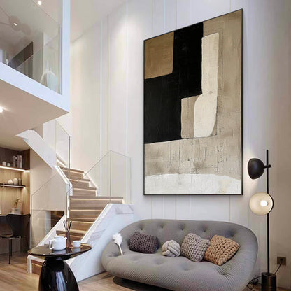 Contemporary Minimalist Abstract Oil Painting in Neutral Tones