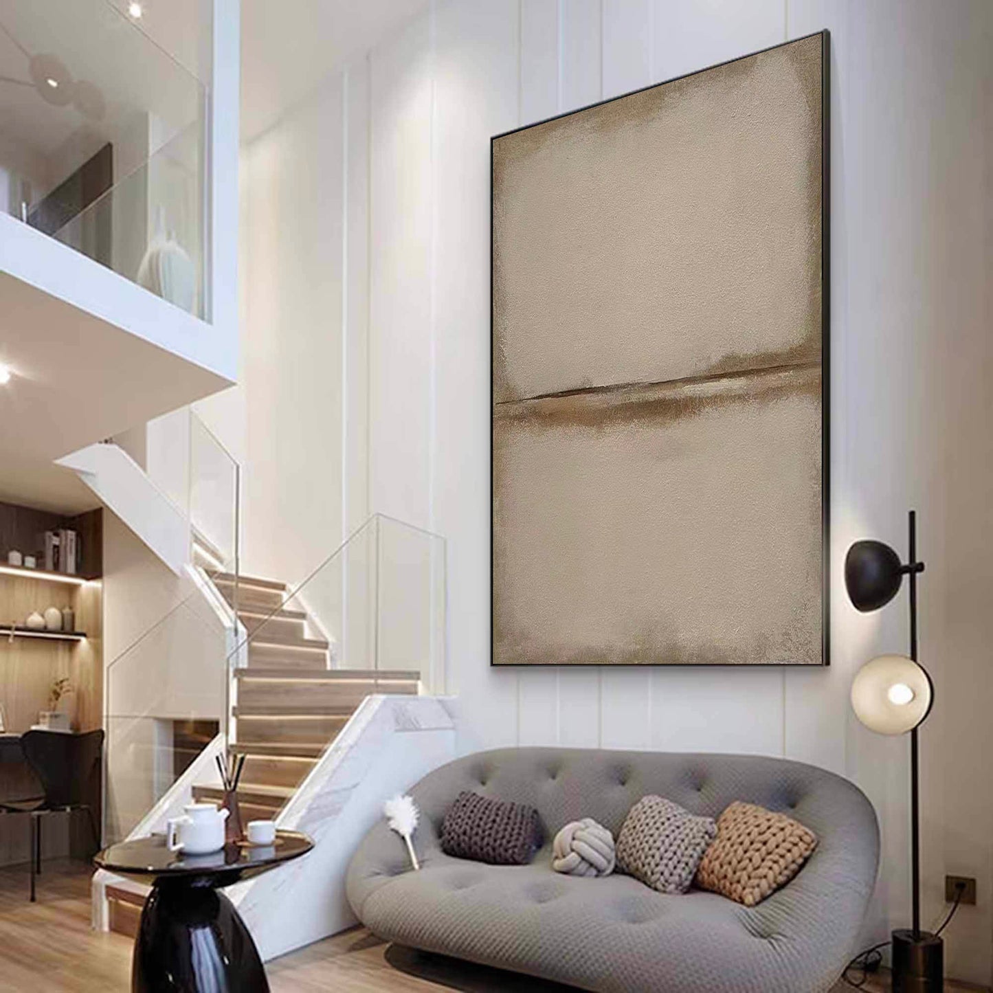Elegant Minimalist Abstract Oil Painting for Modern Home Decor