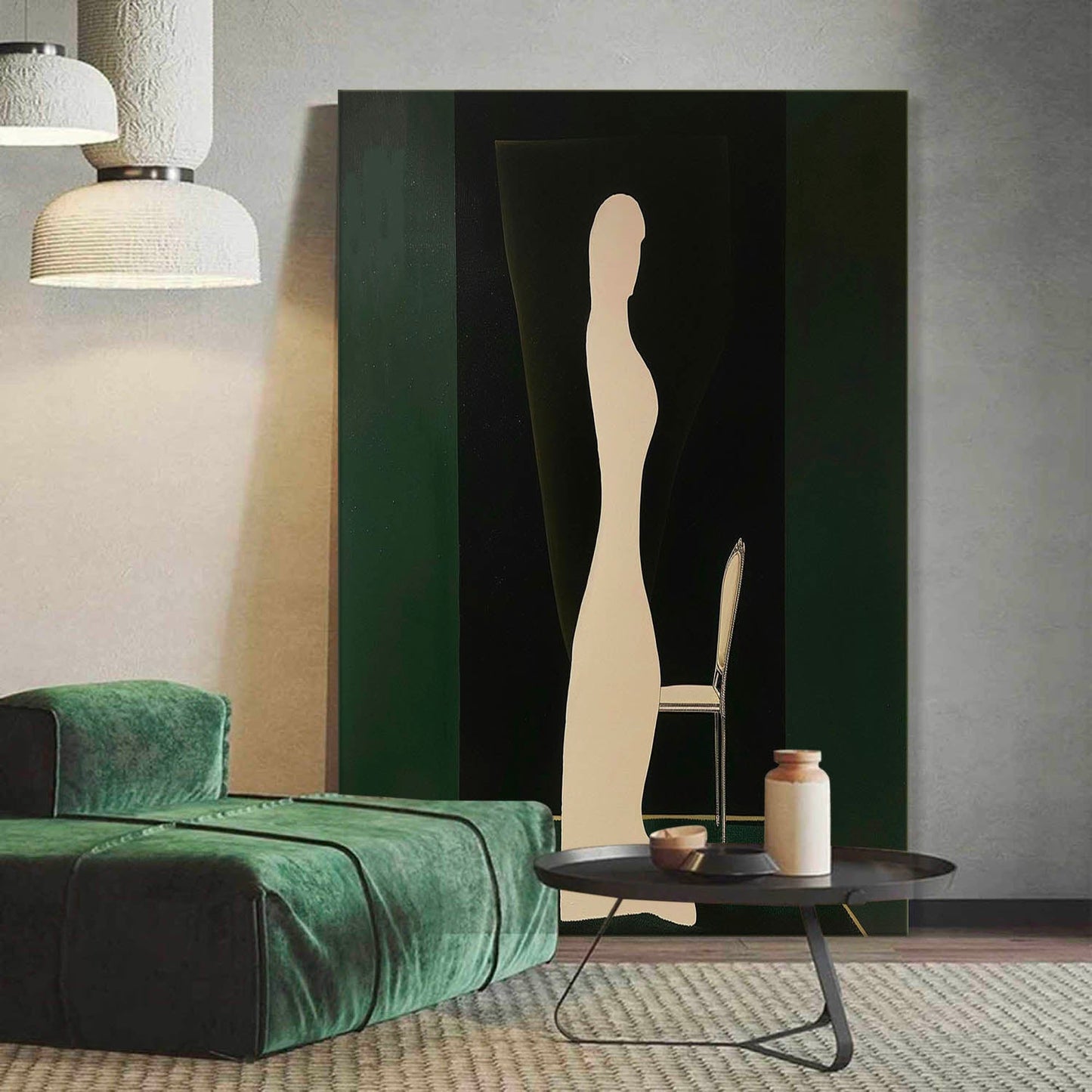 Elegant Minimalist Figure Art on Dark Background for Modern Home Decor