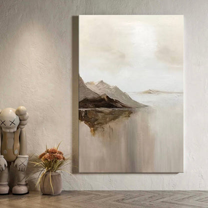 Serene Minimalist Landscape Oil Painting for Modern Home Decor