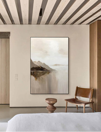 Serene Minimalist Landscape Oil Painting for Modern Home Decor