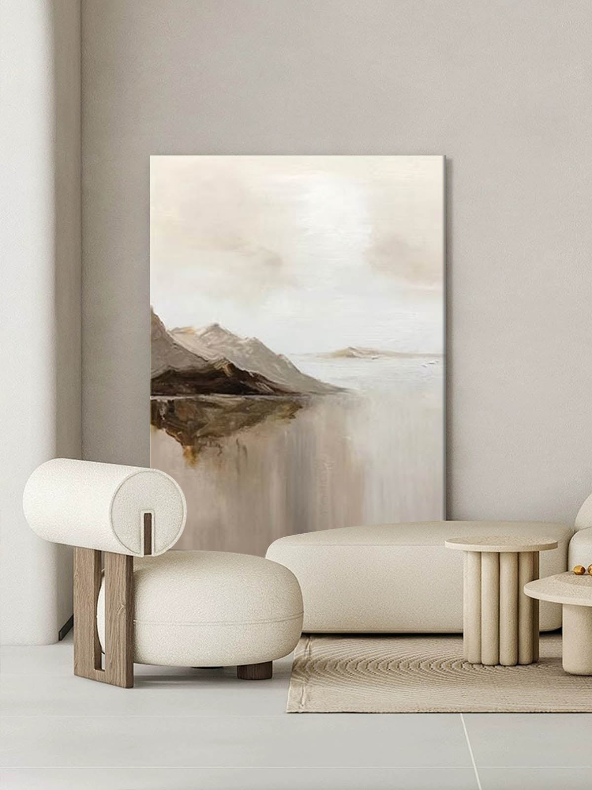 Serene Minimalist Landscape Oil Painting for Modern Home Decor