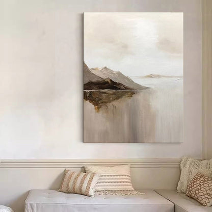 Serene Minimalist Landscape Oil Painting for Modern Home Decor