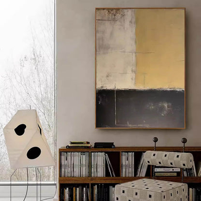 Elegant Minimalist Abstract Oil Painting in Earthy Tones for Modern Decor