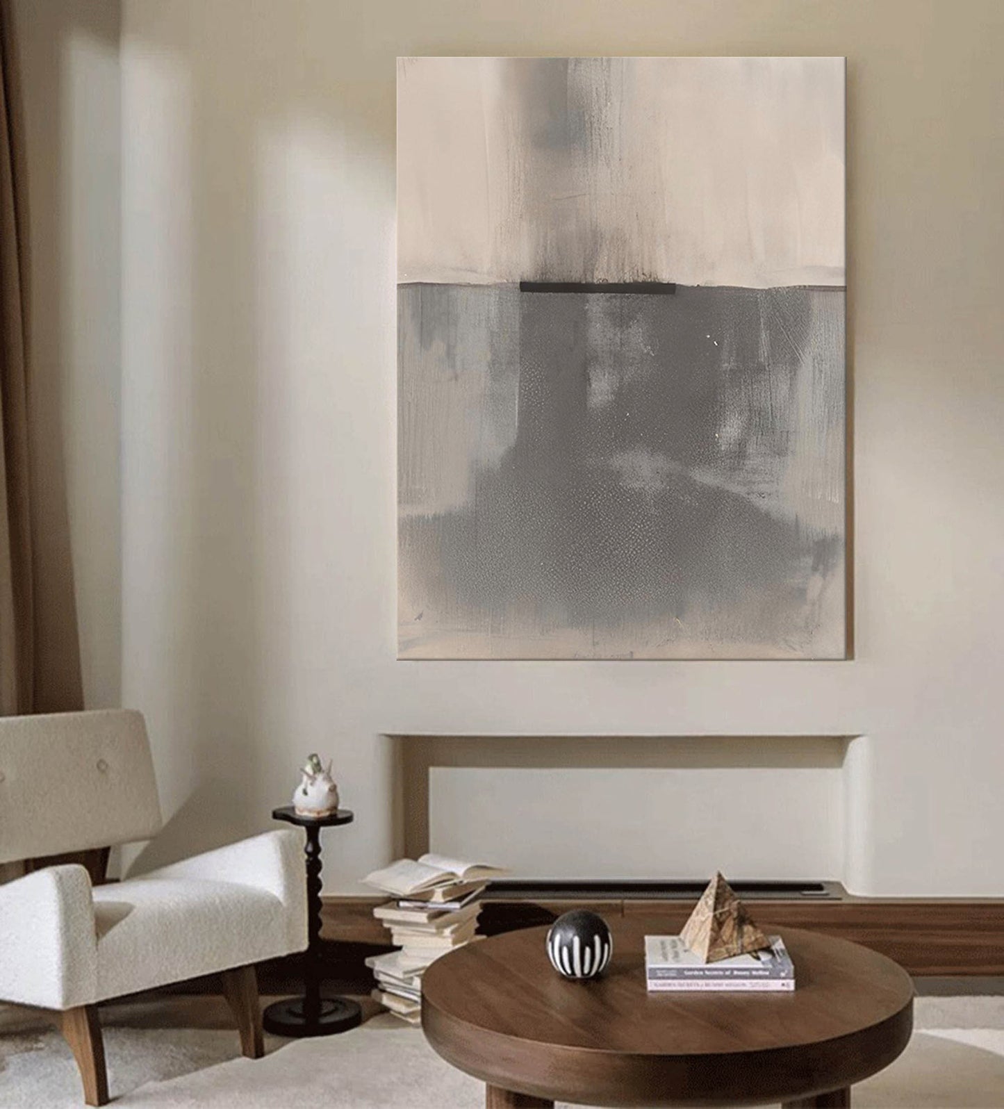 Serene Minimalist Abstract Oil Painting for Modern Home Decor