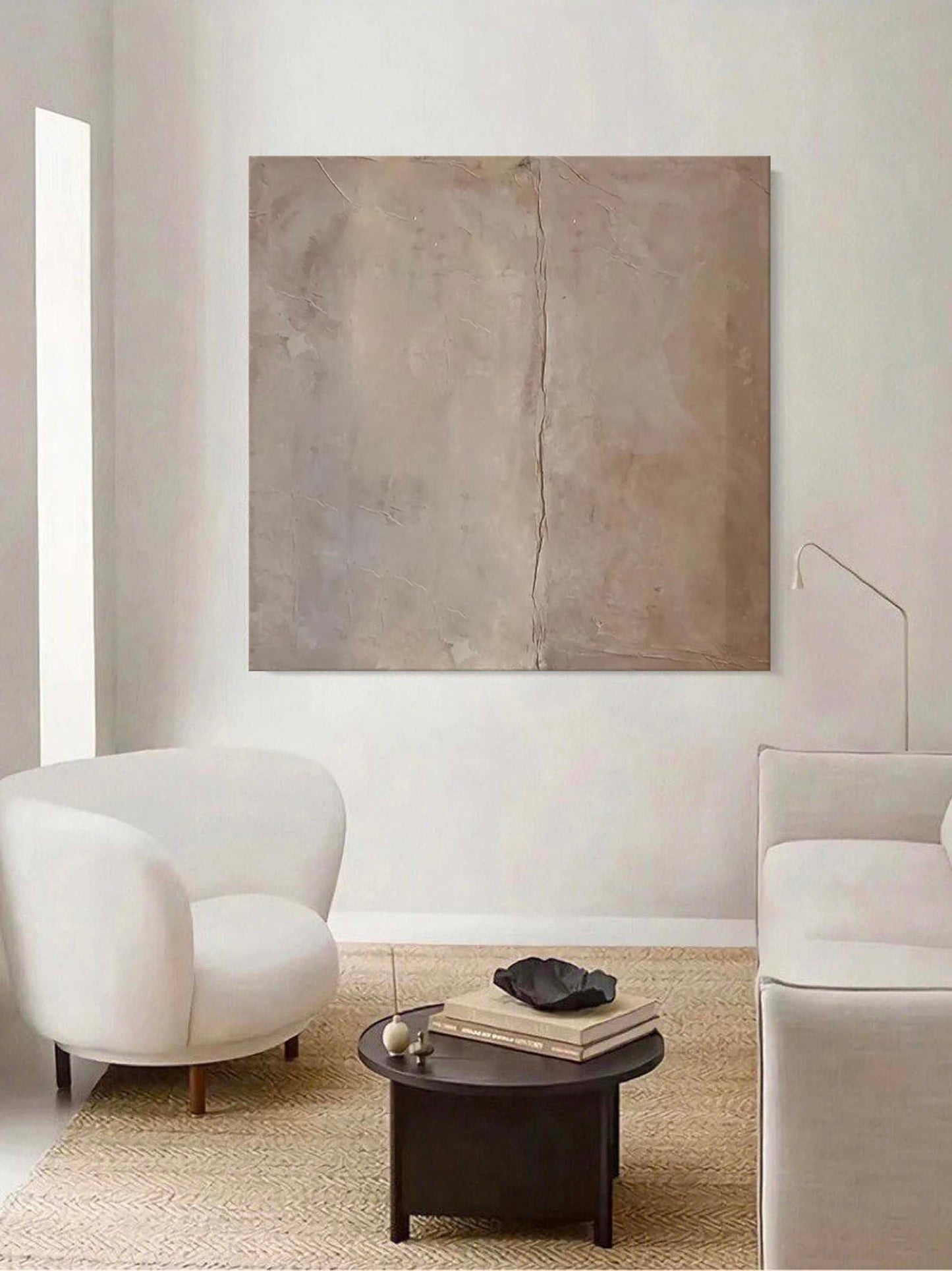 Neutral Minimalist Abstract Oil Painting for Modern Home Decor and Art Collection