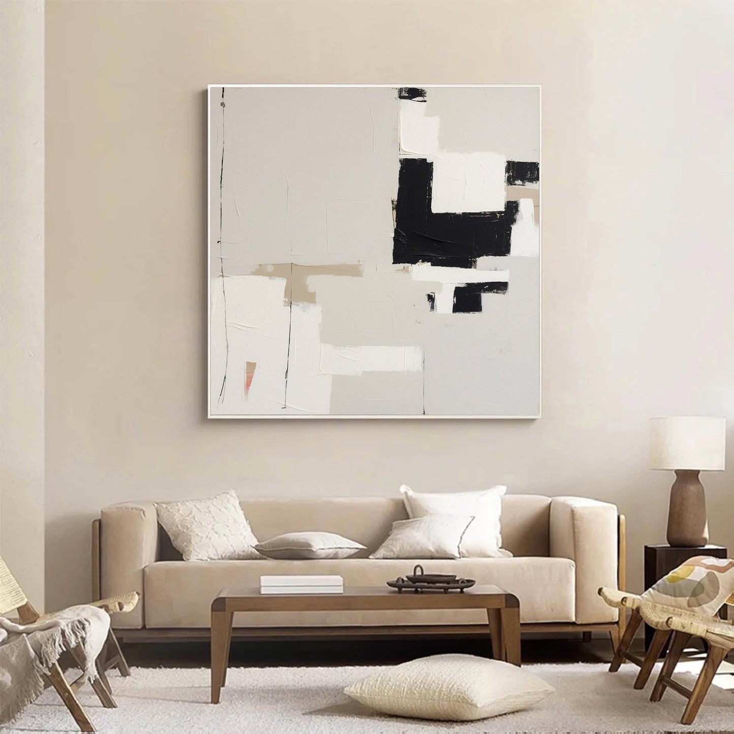 Contemporary Minimalist Abstract Oil Painting for Elegant Home Decor