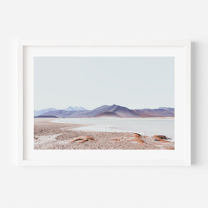 Stunning Red Rock Desert Landscape with Majestic Mountains and Serene Waters