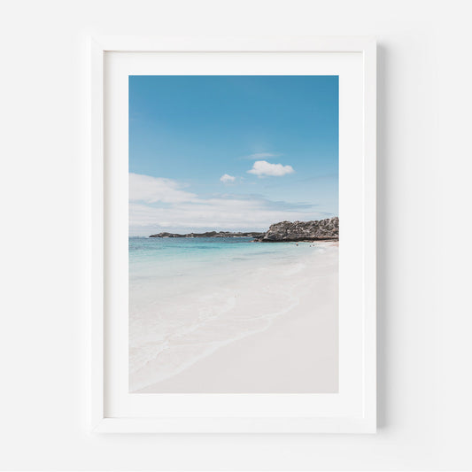 Tropical Serenity: Vibrant Oil Painting of Calm Beach and Crystal Clear Waters