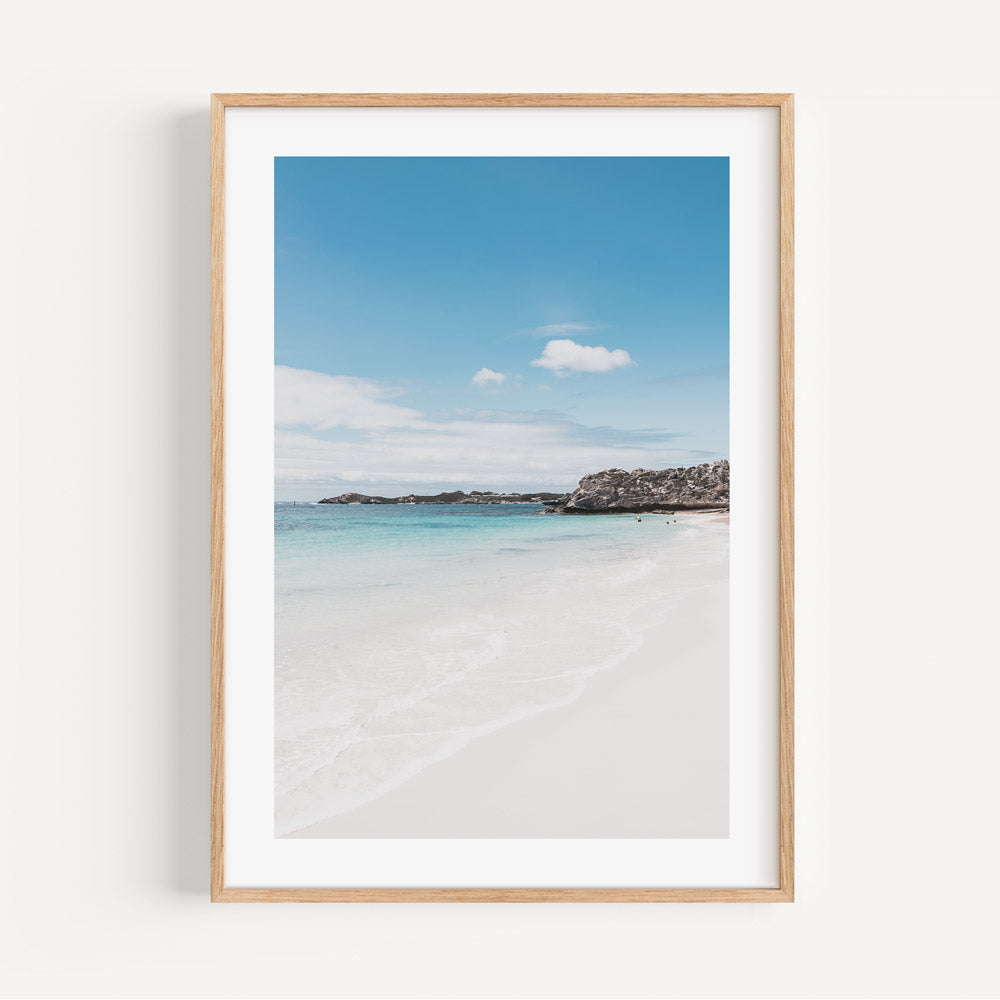 Tropical Serenity: Vibrant Oil Painting of Calm Beach and Crystal Clear Waters