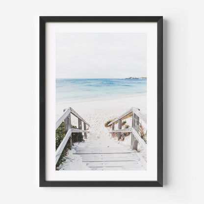 Tranquil Shoreline Escape: Serene Beach Pathway Oil Painting
