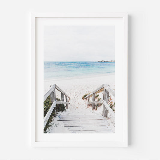 Tranquil Shoreline Escape: Serene Beach Pathway Oil Painting