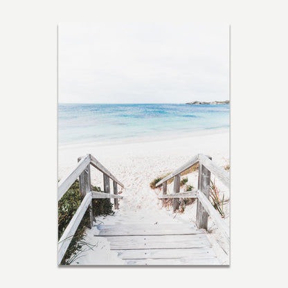 Tranquil Shoreline Escape: Serene Beach Pathway Oil Painting