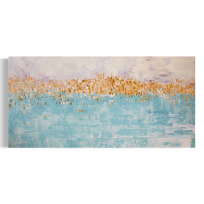 Abstract Seascape with Golden Horizon - Modern Oil Painting for Home Decor