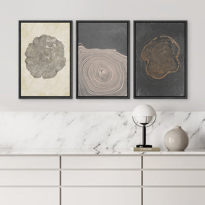 Minimalist Tree Ring Art Set in Neutral Tones for Modern Home Decor