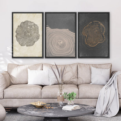 Minimalist Tree Ring Art Set in Neutral Tones for Modern Home Decor