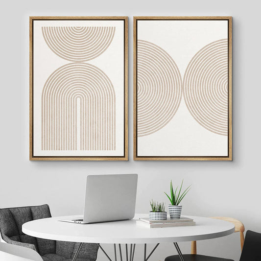 Modern Pastel Tan Abstract Art Print - Contemporary Framed Canvas Decor
