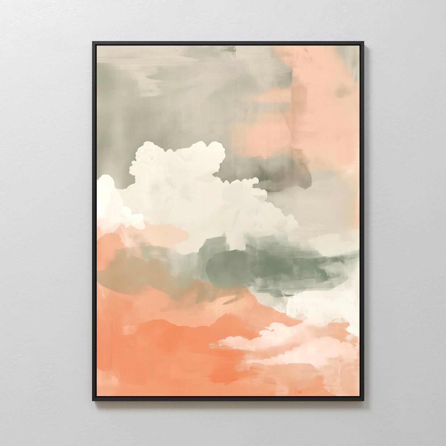 Abstract Peach Horizon Oil Painting for Modern Home Decor