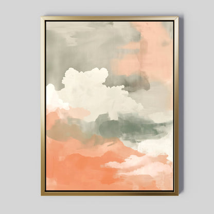 Abstract Peach Horizon Oil Painting for Modern Home Decor